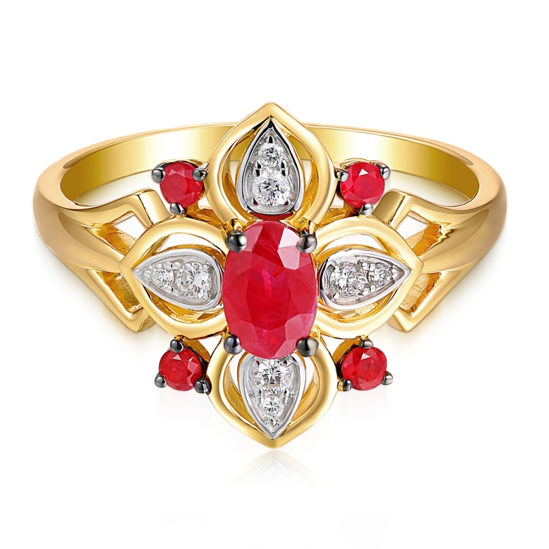 Pierścionek z rubinami i diamentami (R98880 Y RU): 16 - zdjęcie: 3