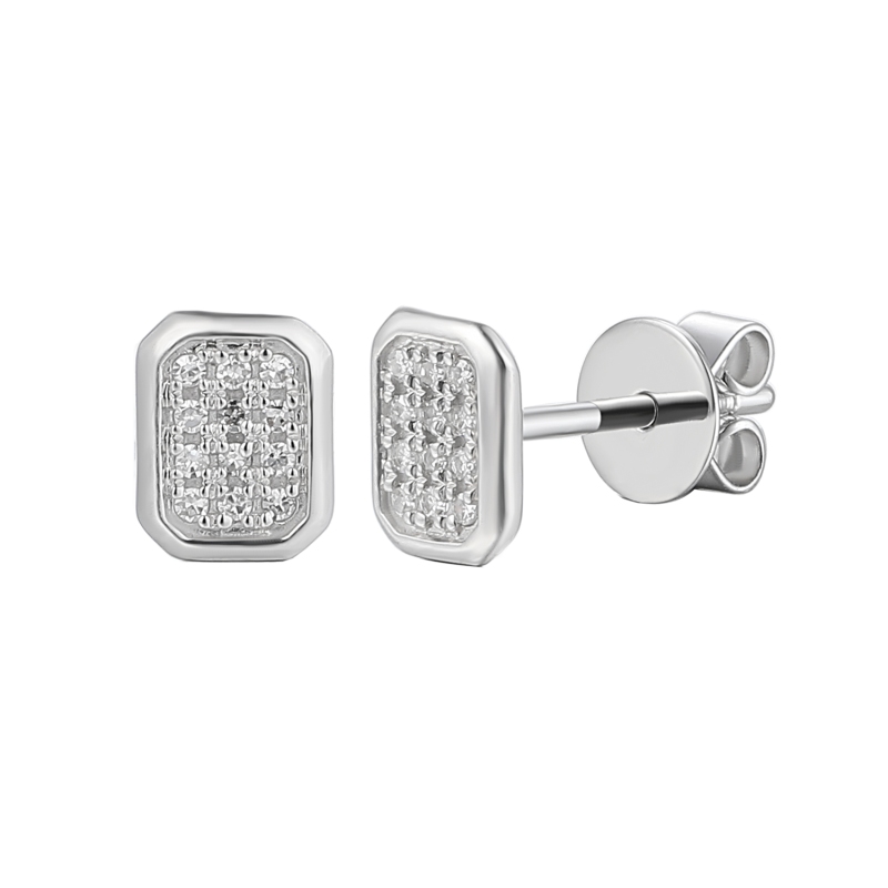 Kolczyki z białego złota z diamentami - 0,05 ct - sztyft (E96275 W S) - zdjęcie: 1
