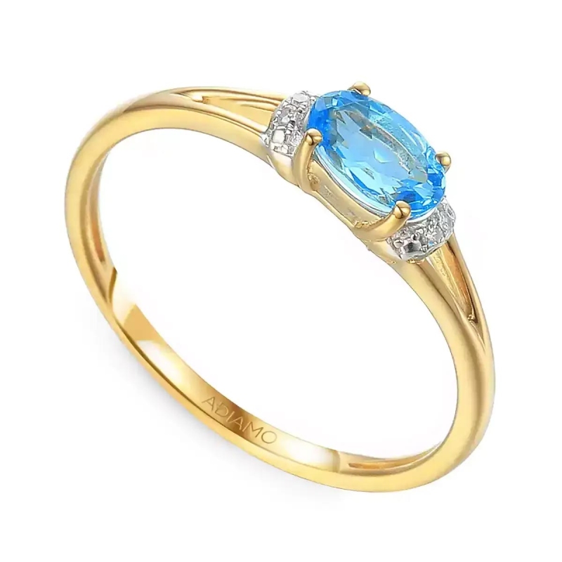 Pierścionek z niebieskim topazem i diamentami (R69317 Y BT): 7 - zdjęcie: 1