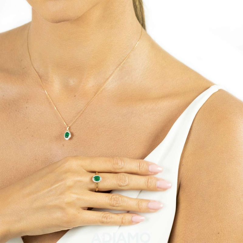 Pierścionek ze szmaragdem i diamentami (R62898 Y M EM): 8 - zdjęcie: 5