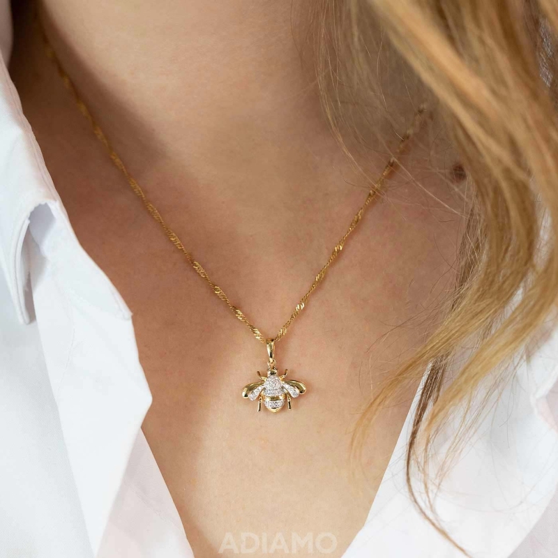 Zawieszka pszczoła z diamentami (P88875 Y) - zdjęcie: 2