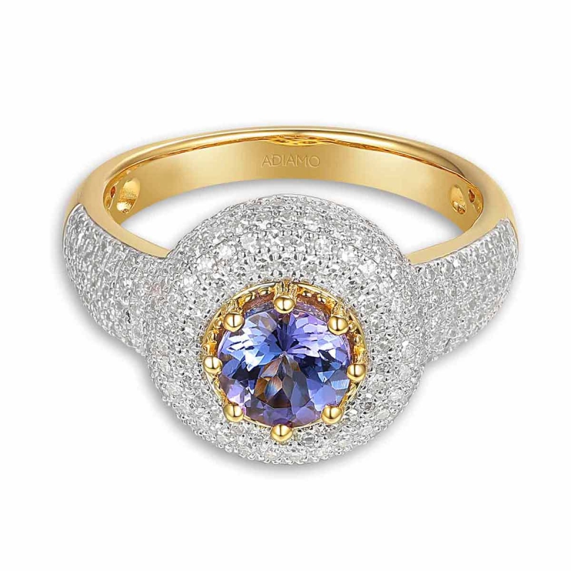 Pierścionek z tanzanitem i diamentami (R88490 Y T): 7 - zdjęcie: 3