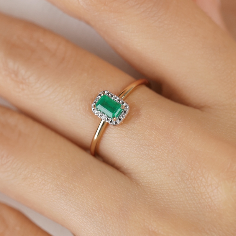 Pierścionek ze szmaragdem i diamentami (R69346 Y EM): 13 - zdjęcie: 5