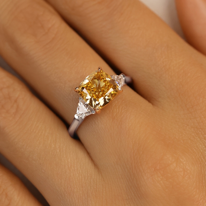 Pierścionek z żółtym diamentem laboratoryjnym (R100737 YW LGDY): 14 - zdjęcie: 5