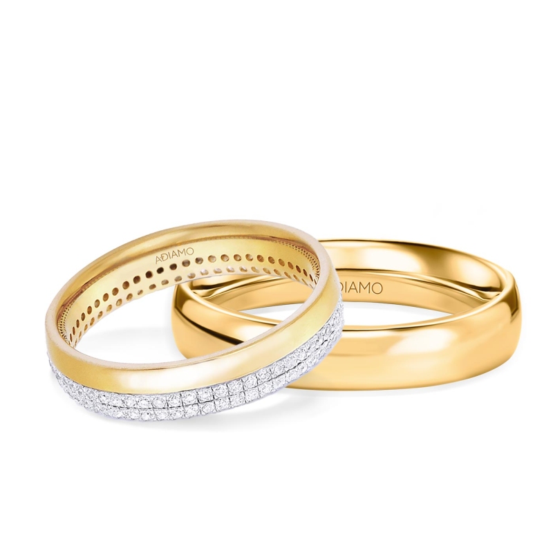 Obrączki ślubne, żółte złoto, diamenty, 4mm i 4mm (O-R50870 Y): 9, 25 - zdjęcie: 1