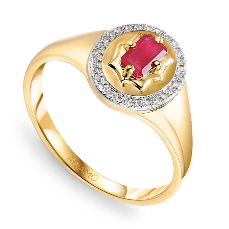 Sygnet z rubinem i diamentami (R93931 Y RU): 16 - zdjęcie: 1