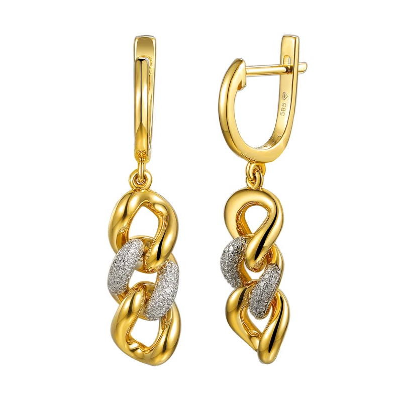 Kolczyki łańcuszkowe z diamentami (E92539 Y A) - zdjęcie: 1