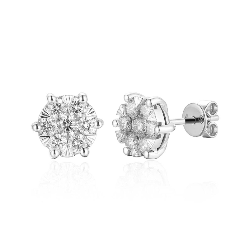 Kolczyki z białego złota - z diamentami - sztyft (E74222 W S 0,80ct) - zdjęcie: 1