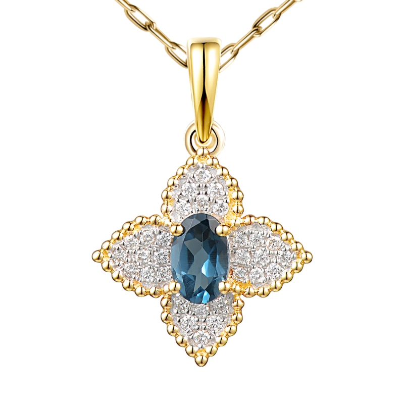 Zawieszka z london blue topazem i diamentami (P98881 Y LBT) - zdjęcie: 1