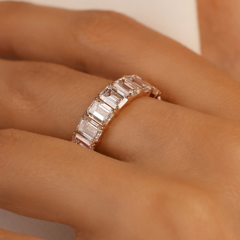 Pierścionek obrączkowy z diamentami laboratoryjnymi - szlif szmaragdowy (R100542 Y LGD 3,65ct+EM): 10 - zdjęcie: 5