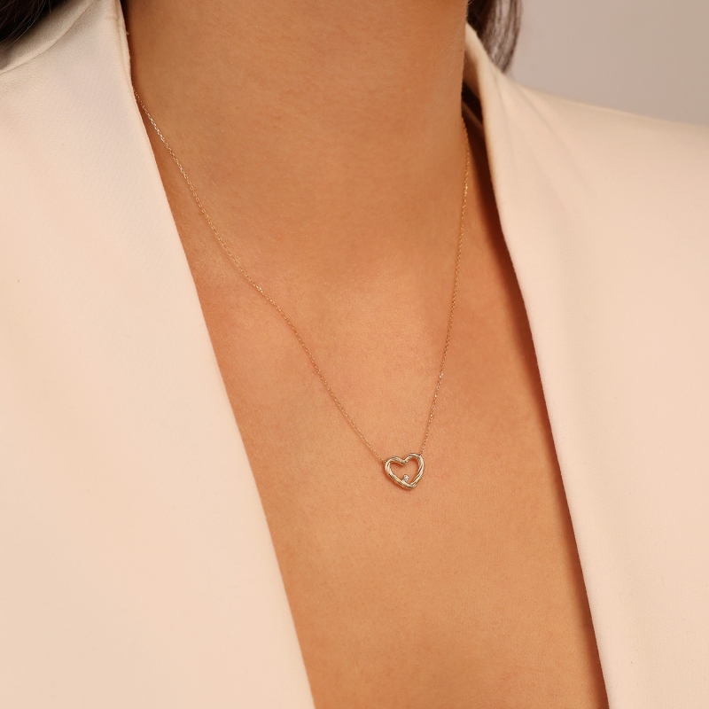 Naszyjnik z diamentem (N12720 Y C 0,01ct) - zdjęcie: 2