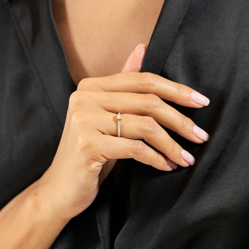 Pierścionek z diamentami, dwukolorowe złoto (R60551 YW 0,08ct): 12 - zdjęcie: 2