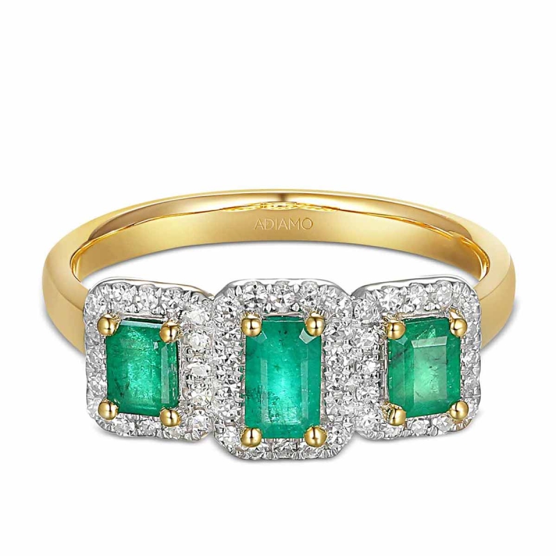 Pierścionek ze szmaragdami i diamentami (R86092 Y EM): 10 - zdjęcie: 2