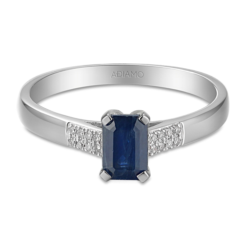 Pierścionek z szafirem i diamentami (R84147 W SA): 7 - zdjęcie: 3