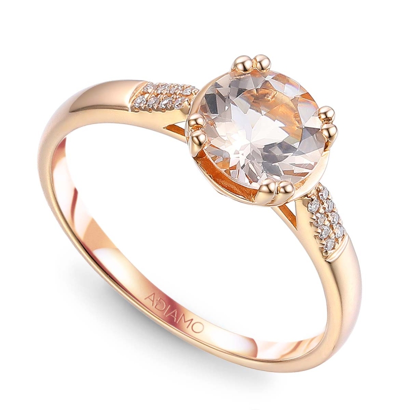 Pierścionek z morganitem i diamentami (R82457 R MR): 16 - zdjęcie: 1