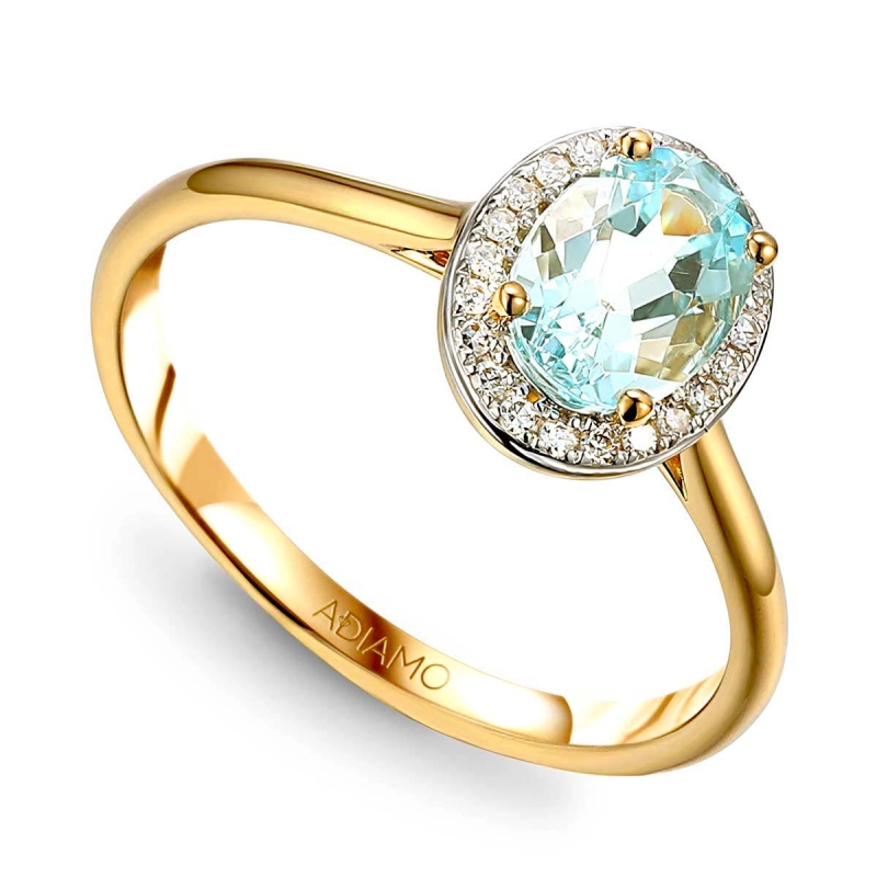 Pierścionek z akwamarynem i diamentami (R62898 Y M AQ): 8 - zdjęcie: 1