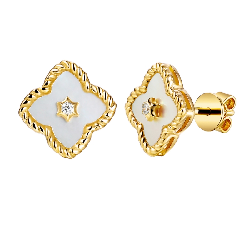 Kolczyki z masą perłową i diamentami (E98240 Y S WMP) - zdjęcie: 1