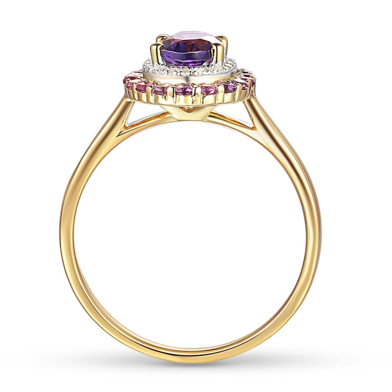 Pierścionek z ametystami i diamentami (R71860 Y AM): 8 - zdjęcie: 4