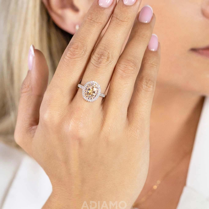 Pierścionek z morganitem, różowymi ametystami i diamentami (R88810 Y MR): 10 - zdjęcie: 2