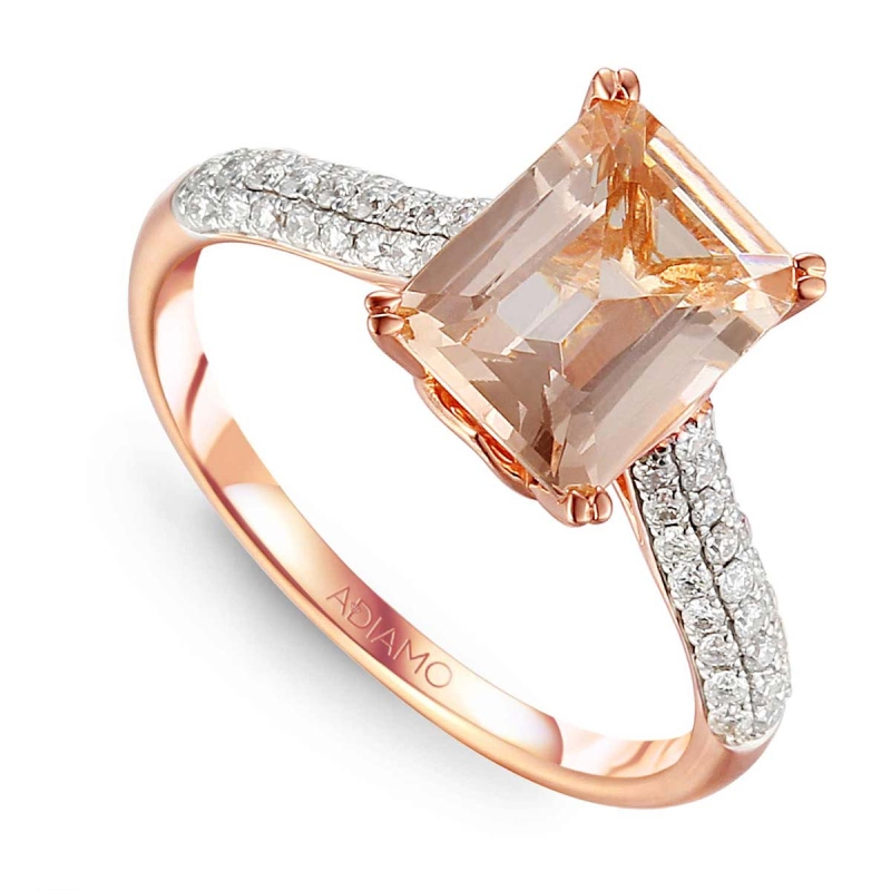 Pierścionek z morganitem i diamentami (R60403 R MR): 22 - zdjęcie: 1