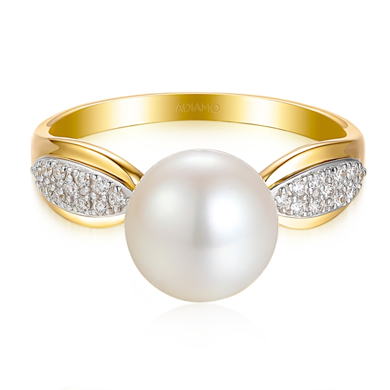 Pierścionek z perłą i diamentami (R98884 Y PL): 15 - zdjęcie: 3