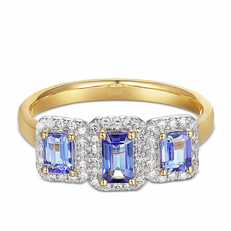 Pierścionek z tanzanitami i diamentami (R86092 Y T): 10 - zdjęcie: 2