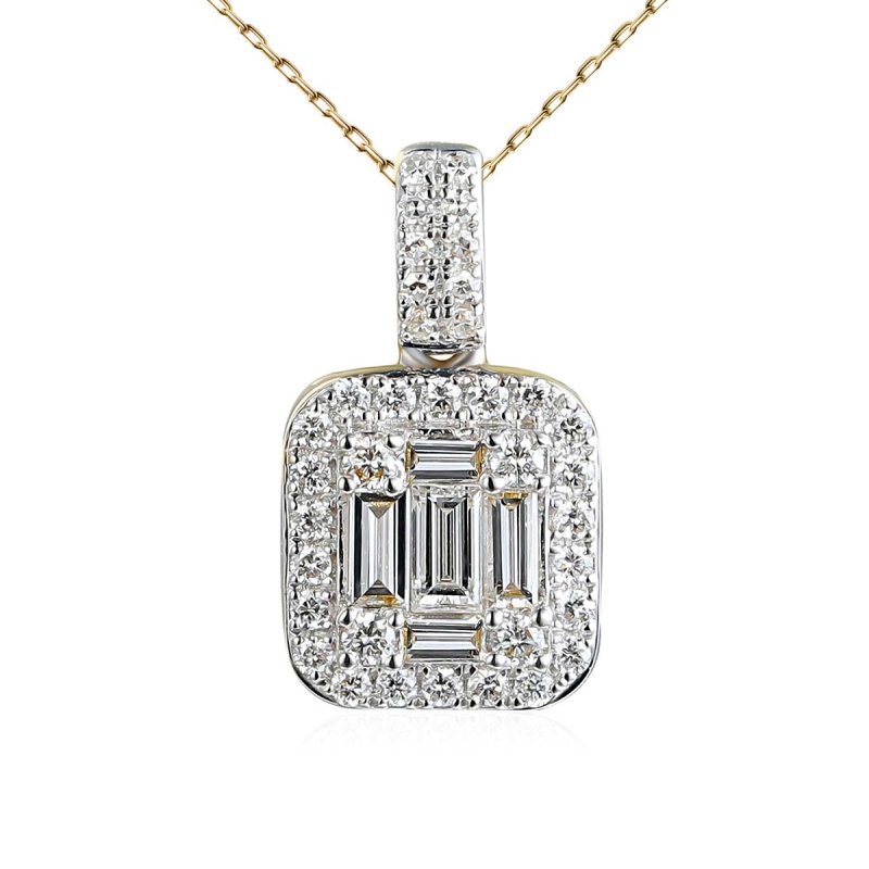 Zawieszka z żółtego złota z diamentami w szlifie bagietowym (P80432 Y) - zdjęcie: 1