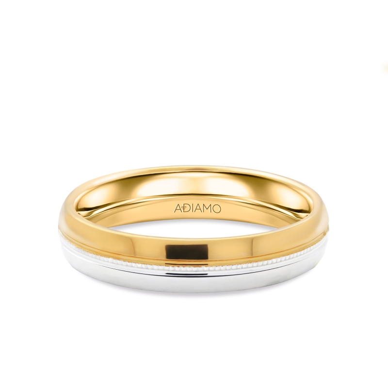 Obrączka ślubna damska, dwukolorowe złoto, 4 mm: 7 - zdjęcie: 1