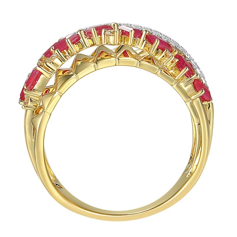 Pierścionek z rubinami i diamentami (R86489 Y RU): 7 - zdjęcie: 3
