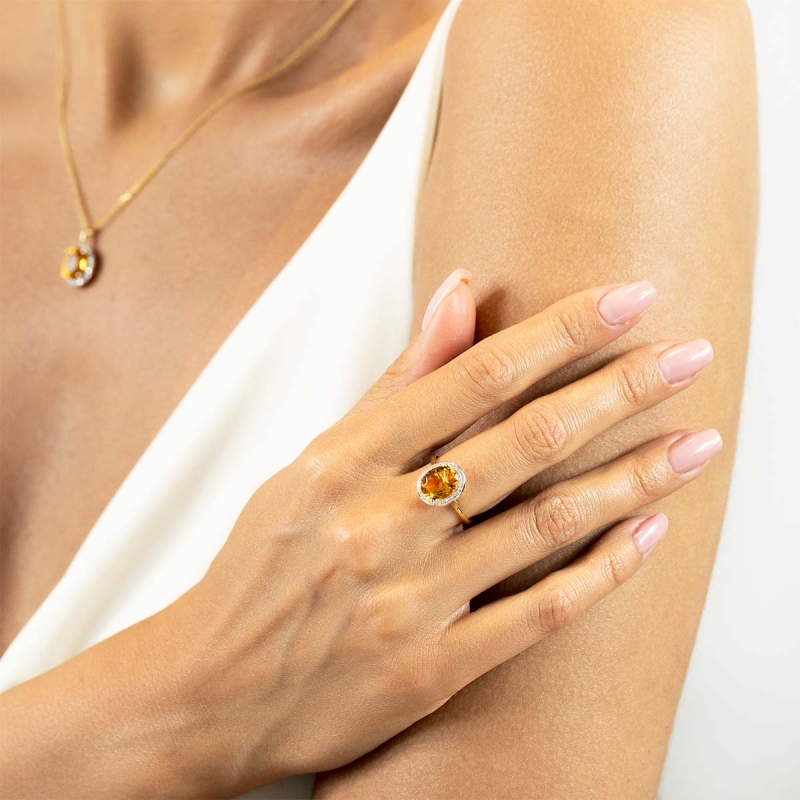 Pierścionek z cytrynem i diamentami (R62898 Y D CT): 10 - zdjęcie: 2