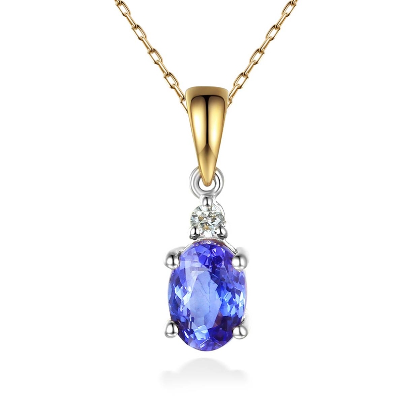 Zawieszka z dwukolorowego złota z tanzanitem i diamentem - 0,70 ct (P37303 YW T) - zdjęcie: 1