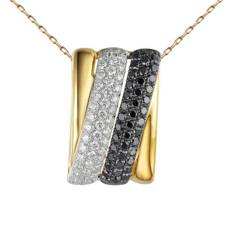 Zawieszka żółtego złota z diamentami i czarnymi diamentami - 0,63 ct (P73616 Y BD) - zdjęcie: 1