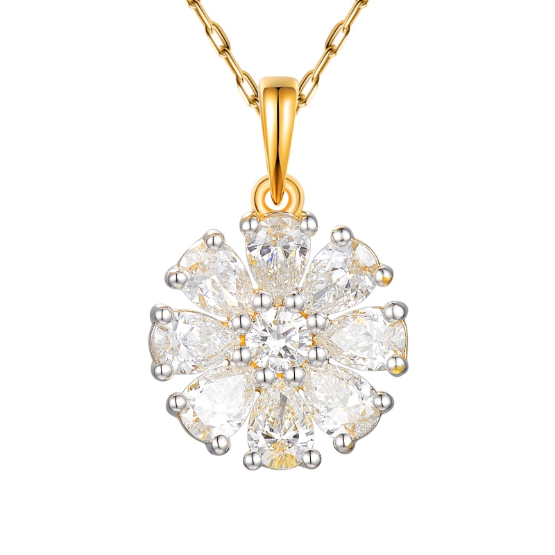Zawieszka z żółtego złota z diamentami laboratoryjnymi w szlifie gruszkowym - 1,31 ct (P102657 Y LGD 0,12ct) - zdjęcie: 1