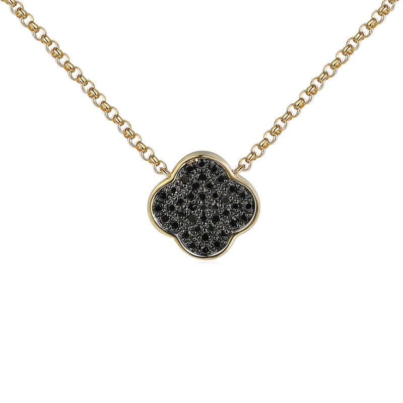 Naszyjnik z czarnymi diamentami (N10163 Y G BD) - zdjęcie: 1