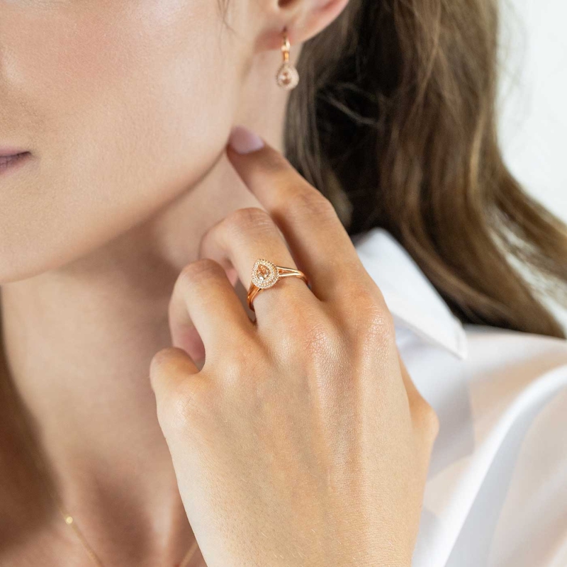 Pierścionek z morganitem i diamentami (R87498 R MR): 7 - zdjęcie: 2