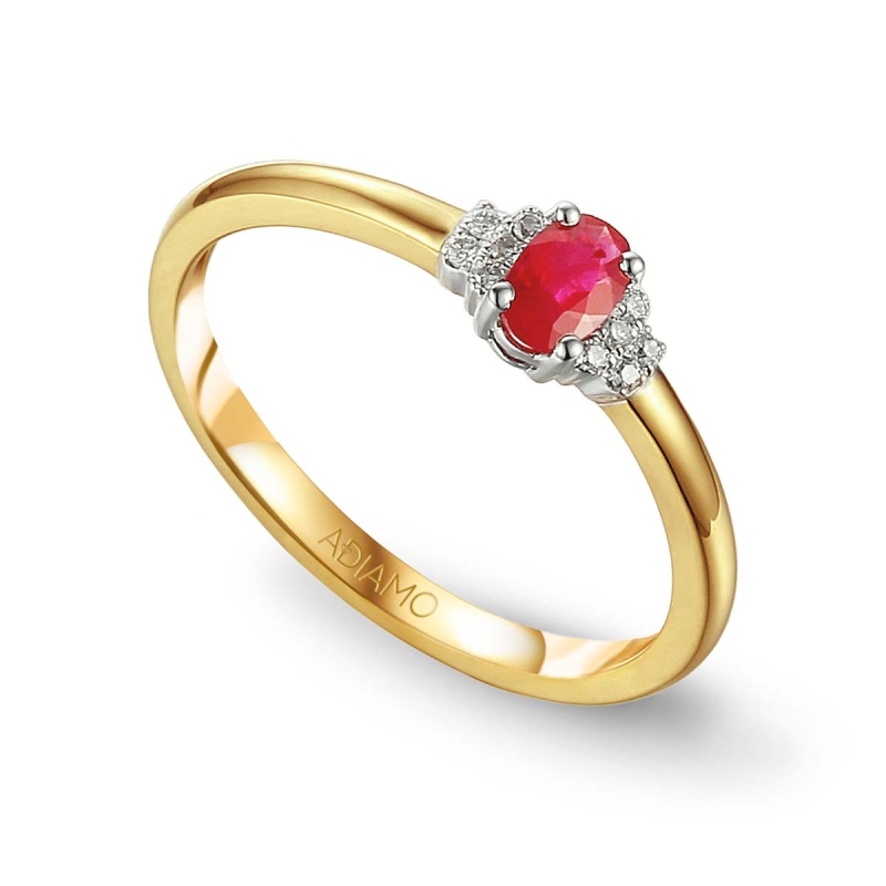 Pierścionek z rubinem i diamentami (R30617 YW RU): 7 - zdjęcie: 1