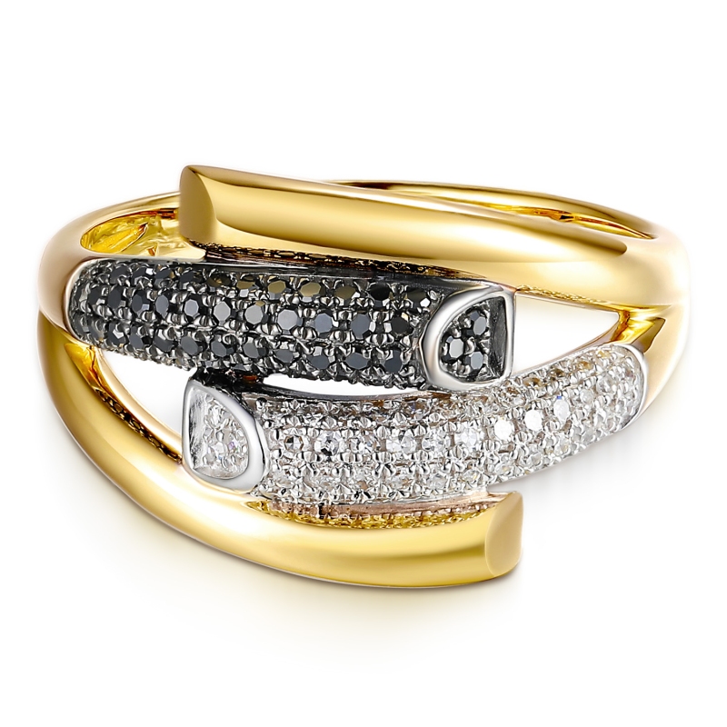 Pierścionek z czarnymi diamentami (R95435 Y BD) - zdjęcie: 3