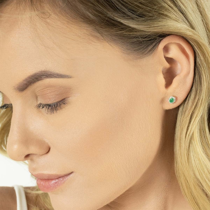 Kolczyki ze szmaragdami i diamentami (E60389 Y S EM) - zdjęcie: 2
