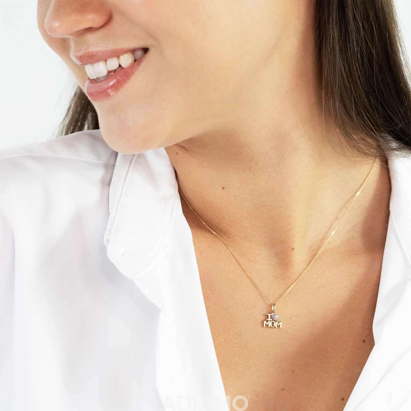 Zawieszka złota z diamentami I ♥ MOM (P84905 Y) - zdjęcie: 2