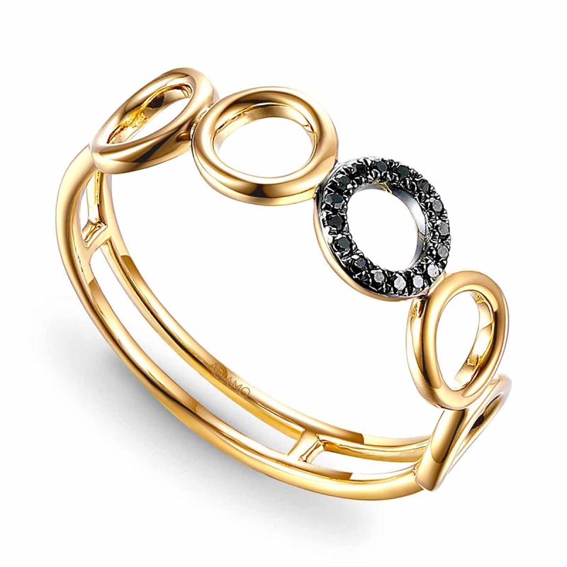 Pierścionek z czarnymi diamentami (R75325 Y BD): 14 - zdjęcie: 1