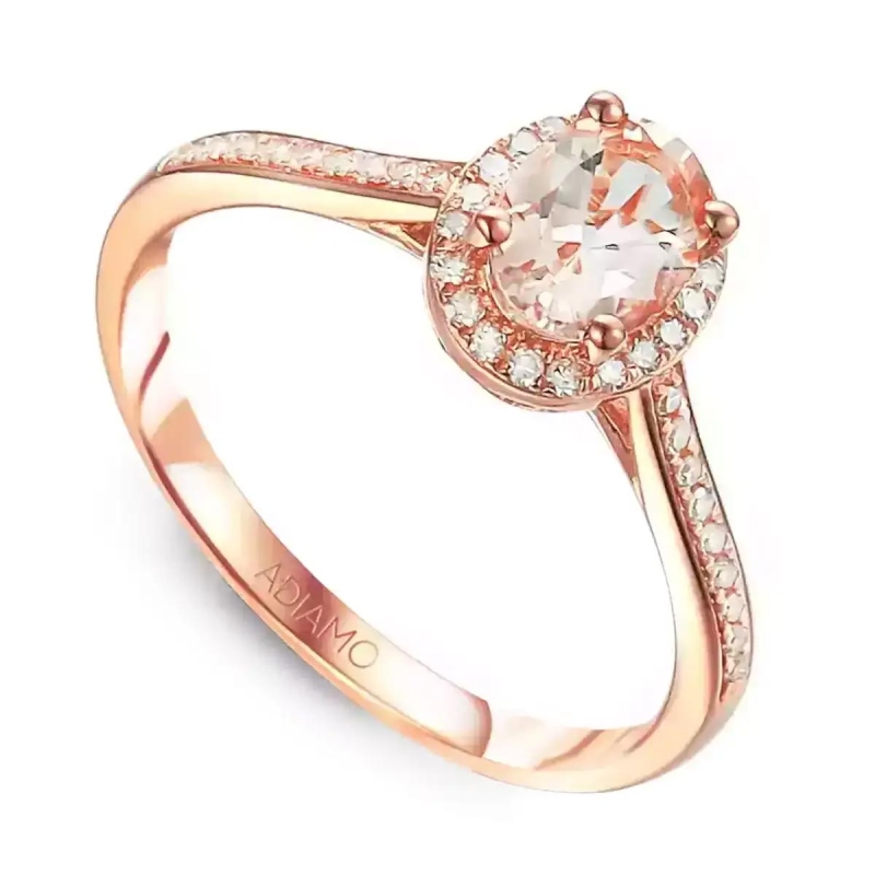 Pierścionek z morganitem i diamentami (R58727 R MR): 9 - zdjęcie: 1