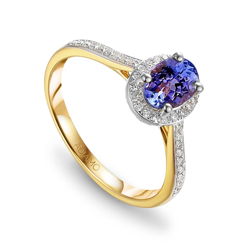 Pierścionek z tanzanitem i diamentami (R58727 YW T): 9 - zdjęcie: 1