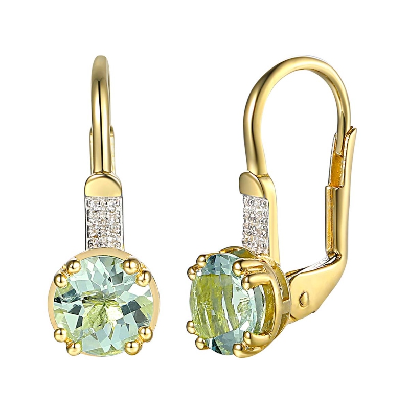 Kolczyki z zielonymi ametystami i diamentami (E82457 Y P GAM) - zdjęcie: 1