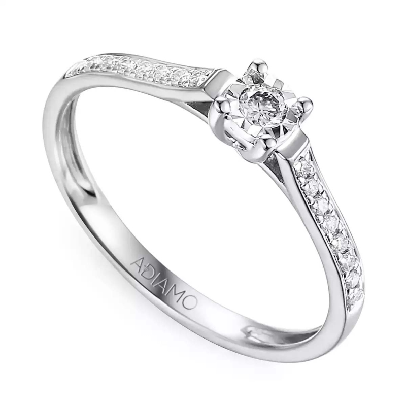 Pierścionek z diamentami, białe złoto (R60551 W 0,08ct): 8 - zdjęcie: 1
