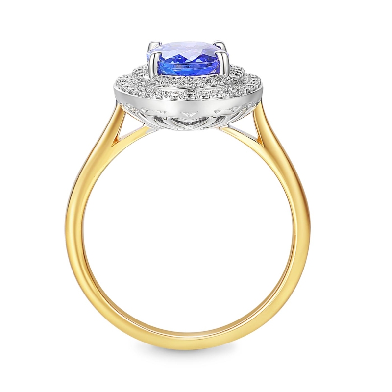 Pierścionek z tanzanitem i diamentami (R60405 YW T): 10 - zdjęcie: 4