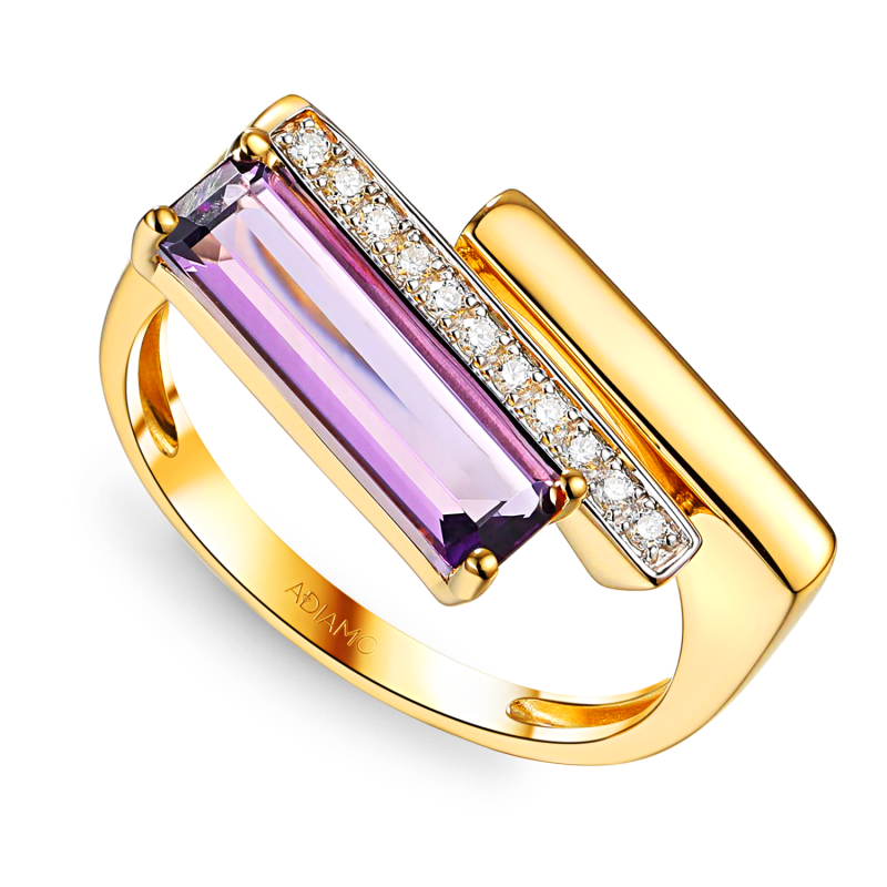 Pierścionek z ametystem i diamentami (R100381 Y AM): 10 - zdjęcie: 1