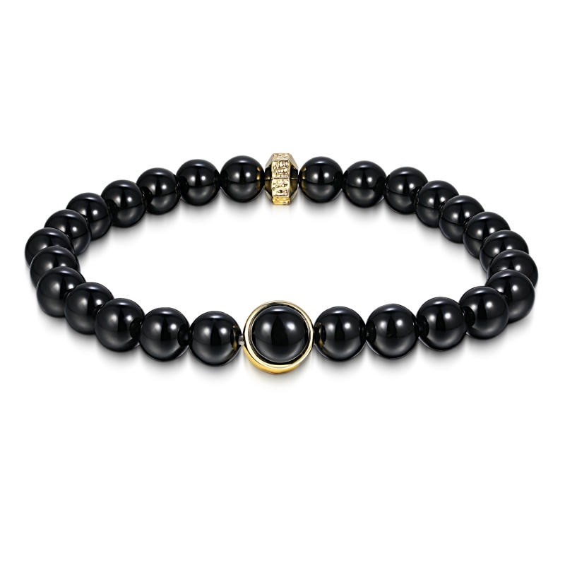 Bransoletka z czarnymi agatami (B09787 Y BAG) - zdjęcie: 1