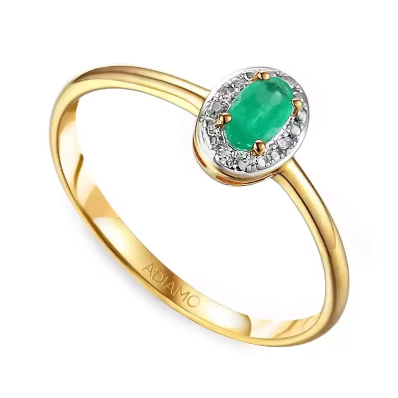 Pierścionek ze szmaragdem i diamentami (R60389 Y EM): 13 - zdjęcie: 1