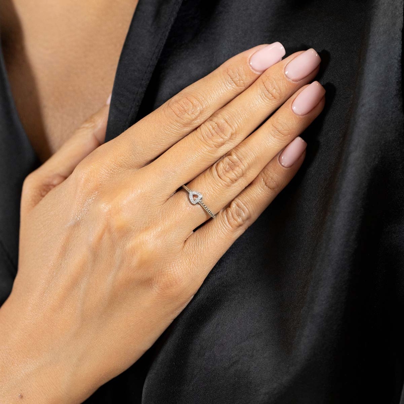 Pierścionek serce z diamentami R60117 W: 8 - zdjęcie: 2