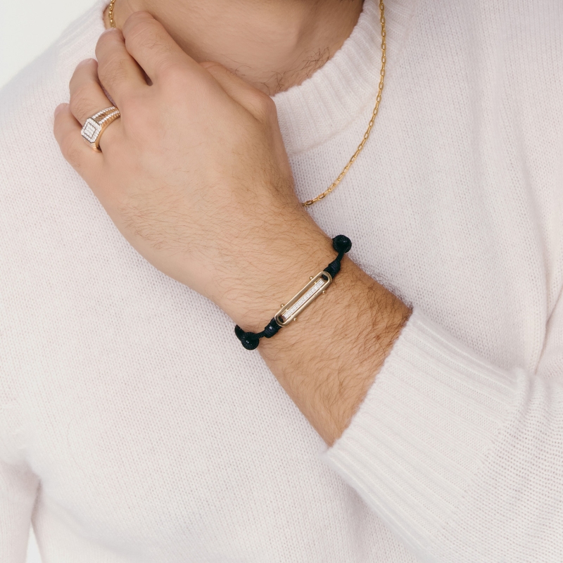 Męska bransoletka sznurkowa z diamentami laboratoryjnymi - zdjęcie: 2